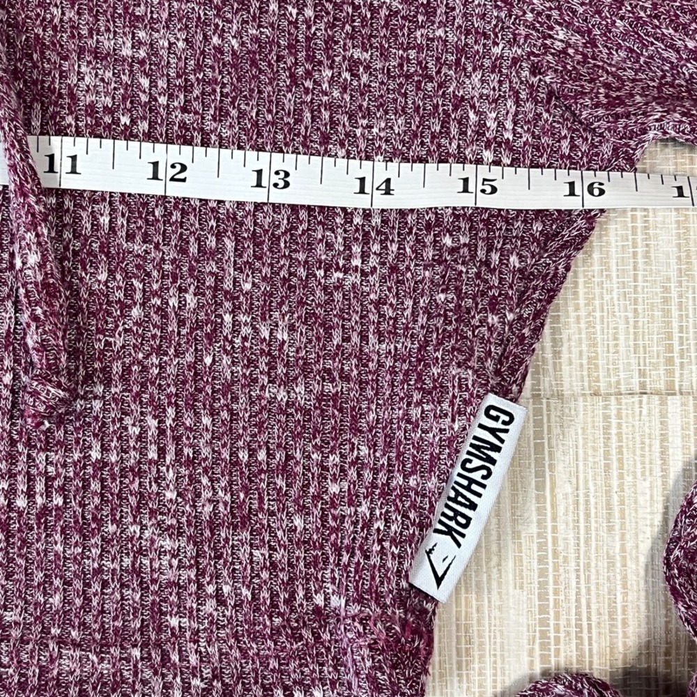 Gymshark Cropped Speckled Knit Hoodie Purple Long Sleeve Hooded Sweatshirt Women - Picture 5 of 6